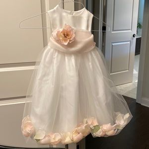 Us Angels White and Pink Petal Tulle Flower Girl Dress size 2T